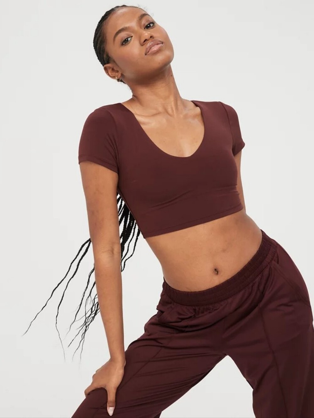 Aerie Real Me V-Neck Short Sleeve Crop Top